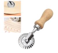 Roulette à pâtisserie - Roulette de coupe de pâtes - Roulette de coupe de raviolis avec poignée en bois pour la maison et la cuisine (A)