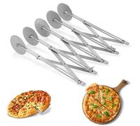 Roulette à Pizza à 5 Roues, Coupe-Pâtes Trancheuse à Pizza Extensible Acier Inoxydable Plusieurs Roues Diviseur Pâte Multi-rond Outil de Cuisson Pour Tarte, Biscuits, Pâtisserie et Pizza