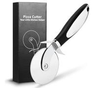 Roulette à Pizza，Coupe Pizza, Découpe Pizza,coupe pate，Couteau a Pizza ，Pizza Cutter avec Poignée en et Lames en Acier Inoxydable avec Couvercle de Protection | Noir