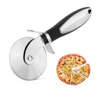 Roulette à Pizza, Coupe Pizza, Découpe Pizza en Inox, Pizza Cutter avec Manche Antidérapant, pour Coupe de Pizzas, Tarte, Gâteau, Gaufres, Nettoyage Facile au Lave Vaisselle, Noir