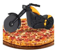 Roulette à Pizza Moto, Nouveauté Coupe Pizza de Moto Trancheuse de Roue de Pizza, Couteau à Pizza en Acier Inoxydable, Lames Tranchantes avec Revêtement Antiadhésif et Béquille Noël Cadeaux (Jaune)