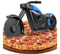 Roulette à Pizza Moto, Nouveauté Coupe Pizza de Moto Trancheuse de Roue de Pizza, Couteau à Pizza en Acier Inoxydable, Lames Tranchantes avec Revêtement Antiadhésif et Béquille Noël Cadeaux (Bleu)
