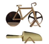 Roulette à pizza professionnelle 2 en 1 en forme de vélo en acier inoxydable avec pelle à pizza, meilleure trancheuse à pizza/gâteau, planche à découper, design ergonomique, poignée antidérapante