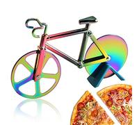 Roulette à Pizza Vélo, Couteau à Pizza Antiadhésif De Vélo, Trancheuse De Roue De Pizza, Avec Béquille, Facile à Couper, pour Fête, Etc, Cadeau De Noël Intéressant(Titane)