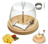 Roulette à recourbe-fromage avec couvercle, coupe-fromage en bois de chêne pour Girolle, outil décoratif pour planches à charcuterie, parfait pour le fromage à pâte dure, le chocolat et le beurre