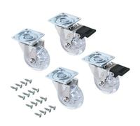 Emuca Roulettes pivotantes 2036120 Ø75mm, roulement à billes, caoutchouc transparent – Lot de 4