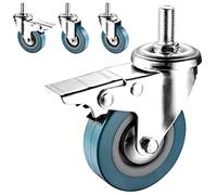 Roulette À Tige Filetée 4 Pièces 65mm 75mm Avec Vis Filetées M10 M12, Silencieux Et Sans Rayures Roulette Pivotante Avec Frein, Roulettes Remplacement for Chariot À Main Meuble ( Color : Swivel+Brake