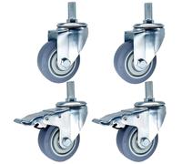 Roulette À Tige Filetée M14 M16 M20×30mm Roues Pivotantes Paquet De 4 Roulettes Pour Meubles 75mm 100mm 125mm Roulette En Caoutchouc TPR, Silencieux Roues Pivotantes Avec Frein