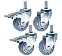 Roulette À Tige Filetée Roues Pivotantes Avec Frein 75/100/125mm Roulettes En Caoutchouc TPR, Tige Filetée M14 M16 M20×30mm Jeu De Roulettes Pour Meubles - 4 Pcs Swivel Caster Wheels