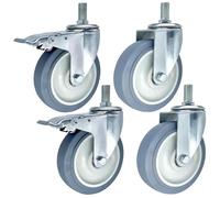Roulette À Tige Filetée Roues Pivotantes Avec Frein 75/100/125mm Roulettes En Caoutchouc TPR, Tige Filetée M14 M16 M20×30mm Jeu De Roulettes Pour Meubles - 4 Pcs Swivel Caster Wheels