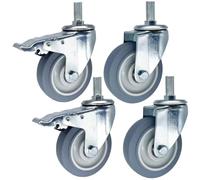 Roulette À Tige Filetée Roues Pivotantes Avec Frein 75/100/125mm Roulettes En Caoutchouc TPR, Tige Filetée M14 M16 M20×30mm Jeu De Roulettes Pour Meubles - 4 Pcs Swivel Caster Wheels
