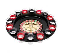 Roulette alcolica - Jeu à boire, Shot Game, Drinking Game - Lot de 16 verres à shot - Idée cadeau d'anniversaire, enterrement de vie de jeune fille, fête - Base pivotante Ø 29,5 cm