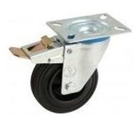 Roulette pivotante frein platine caoutchouc noir Ø 160 - 508845O