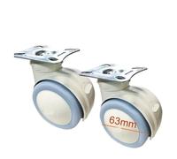 Roulette blanche en PU avec frein ponctuel M10x20, chariot à vis silencieux, 2 ou 2.5 pouces, 1 pièce(2.5inch no brake-01)