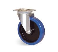 Roulette caoutchouc bleu à platine pivotante 160mm - GUITEL HERVIEU - EP5BA160-571R