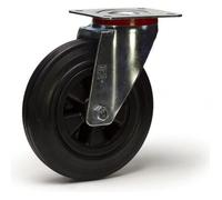 Roulette caoutchouc noir pivotante diamètre 100 mm fixation à platine