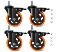 Roulette Charge Lourde ¢100mm Roulettes Pivotantes M12 x 1,75 x 30mm Roulettes pour Meubles à Tige Filetée Jusqu'à 550kg Roulettes de Transport pour Chariot à Outils, Établi