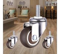 Roulette Charge Lourde Pour Meubles,Lot De 4 Roulettes Pivotantes En PU,Roulettes En Caoutchouc Gris Argenté Avec Filetage,Roulette Silencieuses Antidérapantes À 360°,4Nobrakes-50mm/M10x25mm