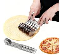 Roulette coupe-pâtes, coupe-pâtes réglable avec poignée, trancheuse de pâte en acier inoxydable pour nouilles, pizzas, brownies, tarte, outil multifonction pour la pâtisserie et la cuisine (5 rouleaux