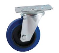 Roulette D100 mm caoutchouc bleu platine pivotante AVL 527832O