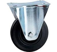 Roulette D160mm caoutchouc noir platine fixe - - 508825O