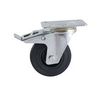 Roulette D160mm caoutchouc noir platine pivotante avec frein - AVL - 508845O
