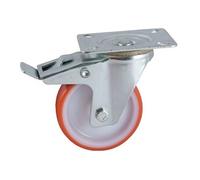 Roulette D160mm polyuréthane rouge platine pivotante avec frein - AVL - 504845O