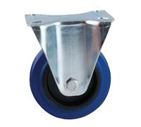 Roulette D200 mm caoutchouc bleu platine fixe AVL 527826O