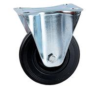 Roulette D200mm caoutchouc noir platine fixe - AVL - 508826O