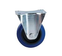 Roulette D200mm caoutchouc bleu platine fixe - - 527826O