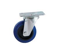 Roulette D200mm caoutchouc bleu platine pivotante - - 527836O