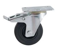 Roulette AVL pivotante frein platine caoutchouc noir Ø 200 - 508846O