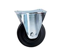 Roulette D65mm caoutchouc noir platine fixe 508820A