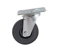 Roulette D80mm caoutchouc noir platine pivotante - - 508831O