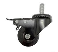 Roulette de barbecue robuste de 6,3 cm avec frein - Roue pivotante en caoutchouc noir pour barbecue à charbon - Pièce de rechange à roulement lisse pour jardin