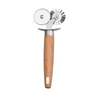 Roulette de coupe de pâtes, poignée en bois, double roue cannelée pour pâtes et pizzas