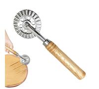 Roulette de découpe à pâtes, roulette pour raviolis, en acier inoxydable avec bord rainuré et poignée en bois, décoration de pâte, outil de sertissage pour raviolis, pour la cuisine domestique