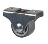Roulette de meuble 25mm fixe, bande de roulement souple grise