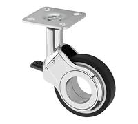 Roulette de meuble design BERLIN chromée avec frein (blocage), Ø 60 mm, charge max. 60 Kg, hauteur 94,5 mm Roulette pivotante Roulette de transport de SOTECH