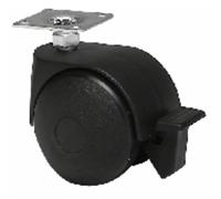 Roulette de meuble Twiny avec chape en plastique noir-35x35mm-avec frein GUITEL