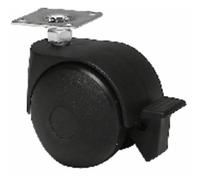 Roulette de meuble Twiny avec chape en plastique noir-35x35mm-avec frein GUITEL