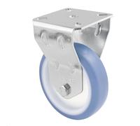 Roulette de meuble WAGNER / roulette fixe - Ø 100 mm, acier galvanisé, bleu / blanc, plaque à visser, charge max. 75 kg - 23770001