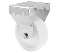Roulette de meuble WAGNER / roulette fixe - Ø 75 mm, acier galvanisé, blanc, plaque à visser, charge max. 60 kg - 23767501