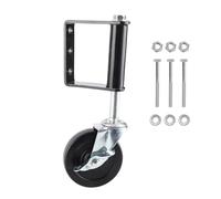 Roulette de porte de 4 po avec une capacité de 330 lb, roue de porte réglable à ressort, roue en caoutchouc robuste à rotation de 360° avec frein pour les portes de cour, d’atelier