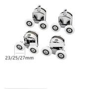Roulette de Porte de Douche Roulettes de porte douche coulissantes en alliage zinc, 23 mm/25 mm/27 mm, doubles roues, roulements rechange(2-upper2-down,23.0mm)