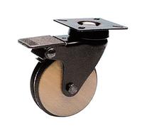 Roulette DESIGN pivotante à frein Ø 70 mm EPOXY NOIR, BOIS NON MANQUANT à platine 60x60