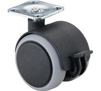 Roulette double en plastique avec support fixe D.40mm Trgf.30kg avec plaque Ku.BS ROLLEN