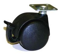 Roulette pivotante à platine rectangulaire + frein AVL - Doubles roues nylon Ø50 - Charge 40kg - 595080A
