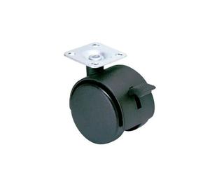 Roulette double GUITEL HERVIEU Twiny 50 mm à platine avec frein noir 40 kg