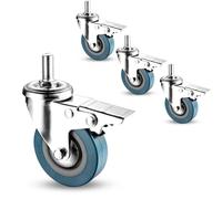 Roulette double pivotante, Lot de 4 roulettes pivotantes silencieuses 360 avec frein, PVC non marquant, 80 kg, 65/75 mm, M10/12(Brake,65Mm/M10)